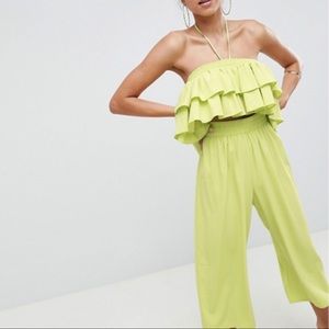 ASOS DESIGN Ruffle Bandeau Jumpsuit W/ Cut-out